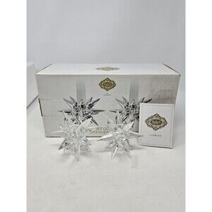 VINTAGE SHANNON CRYSTAL BY GODINGER STAR CRYSTAL CANDLE HOLDERS SET OF 2 BOX